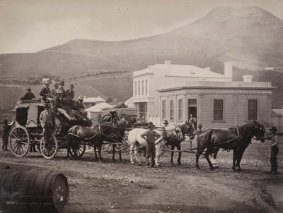 (Cobb and Co. Coach, Palmerston, Otago) by William P. Hart